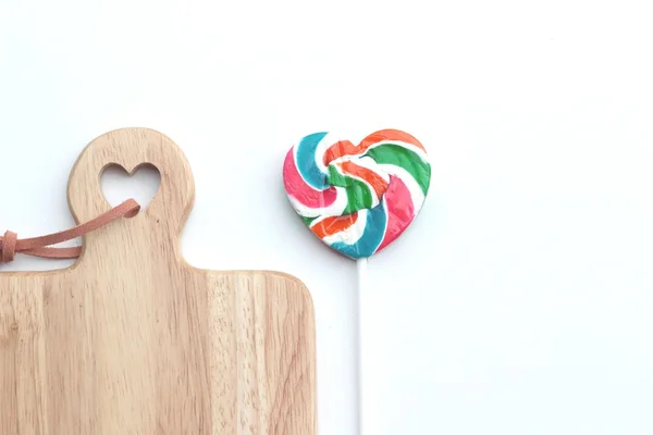 Candy valentines hearts on wood fone — стоковое фото