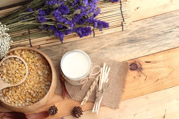 Soya sütü soya fasulyesi ile — Stok fotoğraf