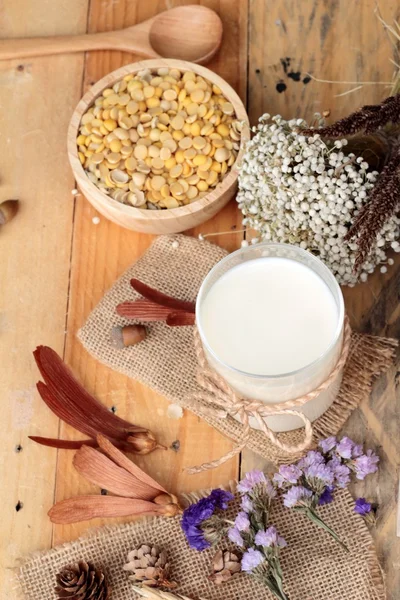 Soya sütü soya fasulyesi ile — Stok fotoğraf