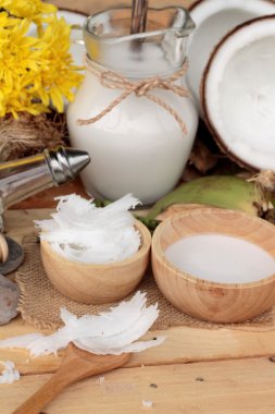 Hindistan cevizi ve süt, yağ coco organik sağlıklı gıda ve güzellik için 