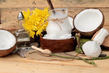 Hindistan cevizi ve süt, yağ coco organik sağlıklı gıda ve güzellik için 