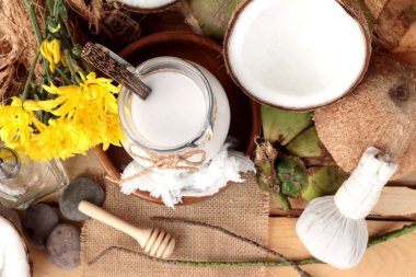 Hindistan cevizi ve süt, yağ coco organik sağlıklı gıda ve güzellik için 