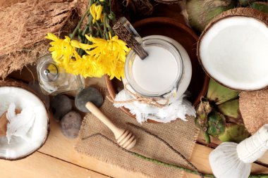 Hindistan cevizi ve süt, yağ coco organik sağlıklı gıda ve güzellik için 