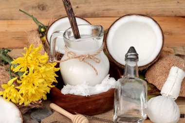 Hindistan cevizi ve süt, yağ coco organik sağlıklı gıda ve güzellik için 