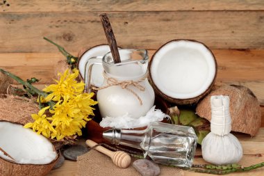 Hindistan cevizi ve süt, yağ coco organik sağlıklı gıda ve güzellik için 