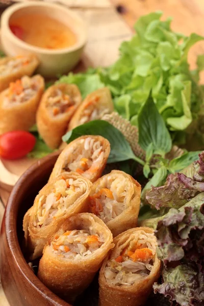 Rouleaux de printemps frits traditionnels pour la nourriture apéritif . — Photo