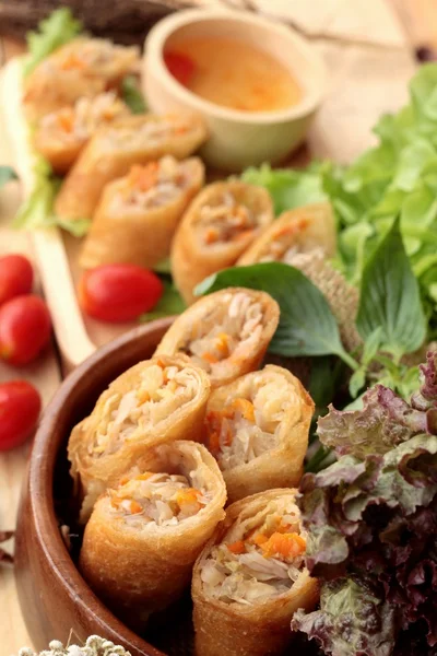 Fried spring rolls traditional for appetizer food. — Stock Photo, Image