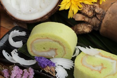 Yeşil kek ile Hindistan cevizi dolgulu alır.