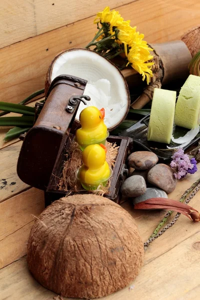 Yeşil kek ile Hindistan cevizi dolgulu alır.