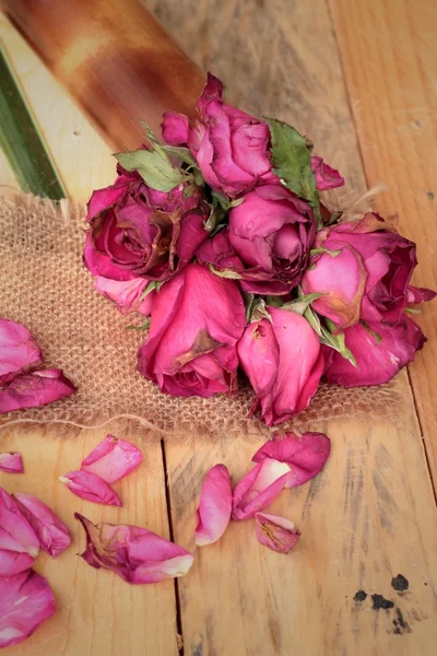 Розовые розы и лепестки роз разбрызгивались . — стоковое фото