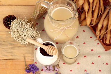 Galingale su ve bal ile taze galingale.