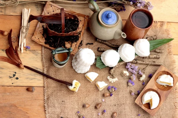 Mochi japansk dessert färsbiffar sojabönor av läckra. — Stockfoto