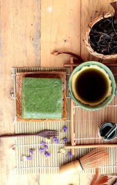 Yeşil çay pasta Japon tatlı ve yeşil çay