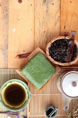 Yeşil çay pasta Japon tatlı ve yeşil çay