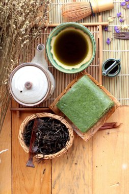 Yeşil çay pasta Japon tatlı ve yeşil çay