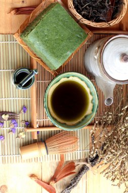 Yeşil çay pasta Japon tatlı ve yeşil çay