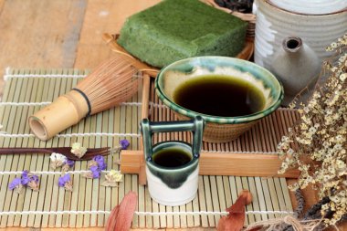 Yeşil çay pasta Japon tatlı ve yeşil çay