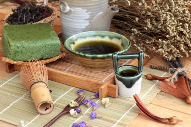 Yeşil çay pasta Japon tatlı ve yeşil çay