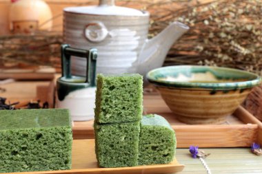 Yeşil çay pasta Japon tatlı ve yeşil çay