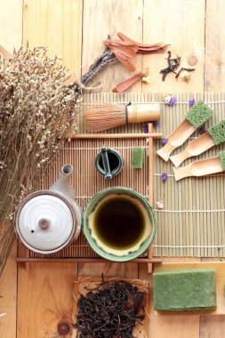 Yeşil çay pasta Japon tatlı ve yeşil çay