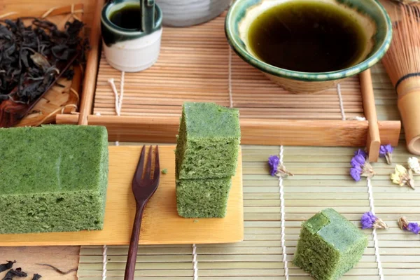 Green tea cake japanese dessert and green tea