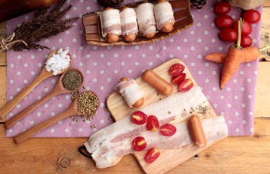  Ham pastırma yağ lezzetli sosis sarılı.