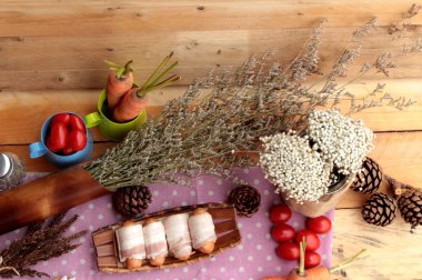  Ham pastırma yağ lezzetli sosis sarılı.