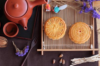 Festival moon pasta ve çay - Çin tatlı lezzetli.