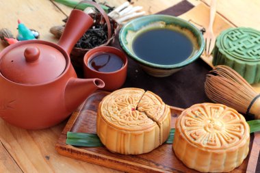 Festival moon pasta ve çay - Çin tatlı lezzetli.