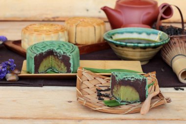 Festival moon pasta ve çay - Çin tatlı lezzetli.