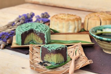 Festival moon pasta ve çay - Çin tatlı lezzetli.