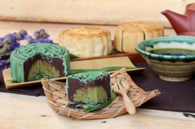 Festival moon pasta ve çay - Çin tatlı lezzetli.