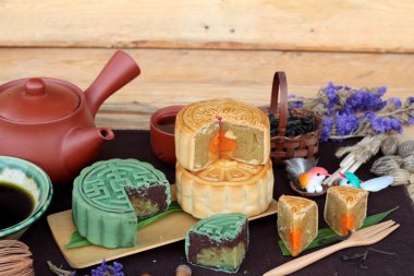 Festival moon pasta ve çay - Çin tatlı lezzetli.