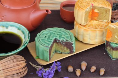 Festival moon pasta ve çay - Çin tatlı lezzetli.