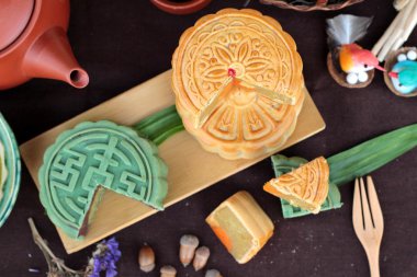 Festival moon pasta ve çay - Çin tatlı lezzetli.