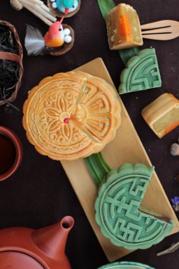 Festival moon pasta ve çay - Çin tatlı lezzetli.