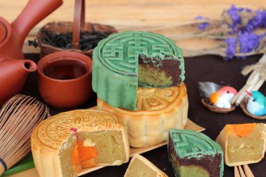 Festival moon pasta ve çay - Çin tatlı lezzetli.