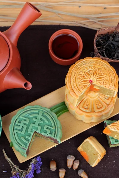 Festival moon cake and tea  - china dessert delicious.