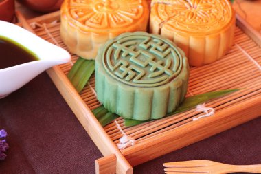 Festival moon pasta ve çay - Çin tatlı lezzetli.