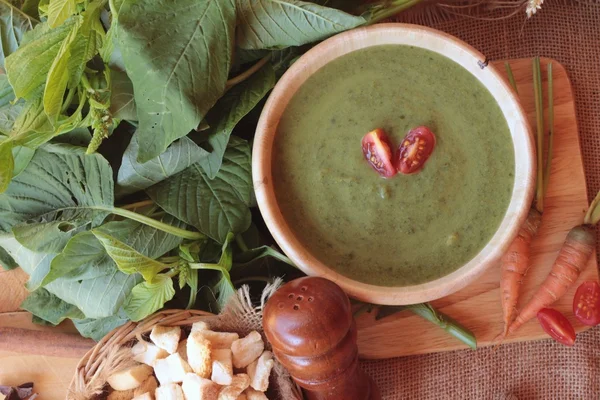 Spinach soup and healthy food of delicious. — Stock Photo, Image