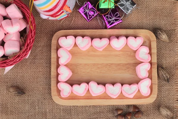 Heart pink marshmallow sweet for valentine's day. — Stock Photo, Image