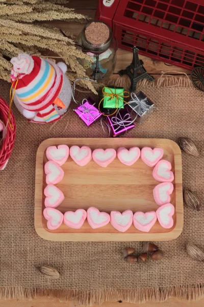 Herz rosa Marshmallow süß zum Valentinstag. — Stockfoto