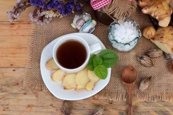 Ginger tea with lemon and honey delicious. — Stock Photo, Image