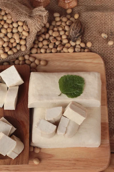 Tofu för matlagning och sojabönor. — Stockfoto