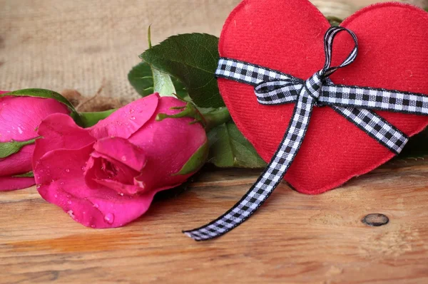 Rosa con corazones rojos para el Día de San Valentín . —  Fotos de Stock