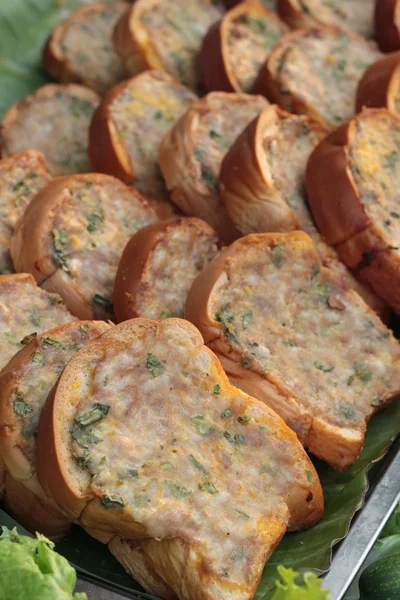 stock image Fried pork with bread of delicious.