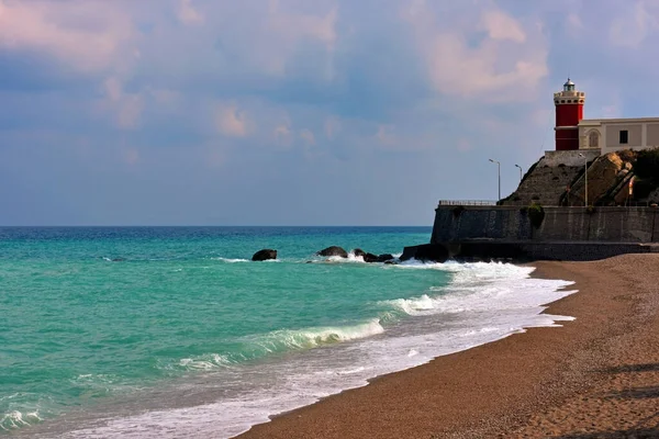 Stranden Och Fyren Capo Orlando Sicilien Italien — Stockfoto