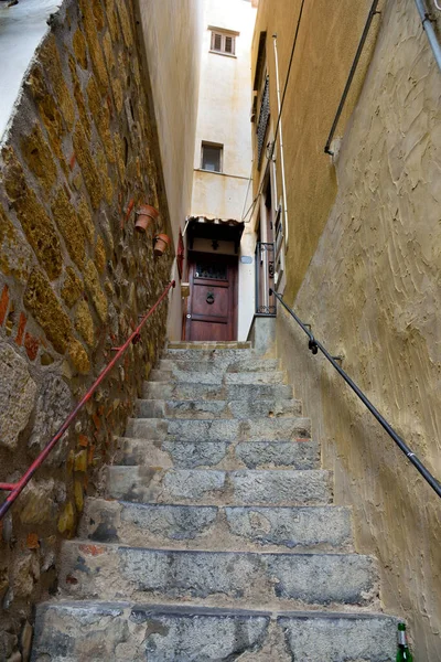 Steile Treppe Einem Haus Der Altstadt Von Cefalu Sizilien Italien — Stockfoto