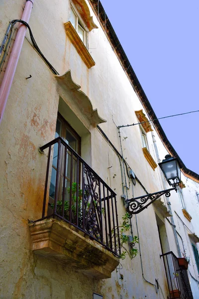 Characteristic Balconies Historical Center Gallipoli Italy — Stock Photo, Image