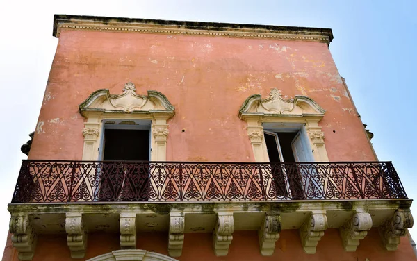 Balcones Característicos Del Centro Histórico Gallipoli Italia — Foto de Stock